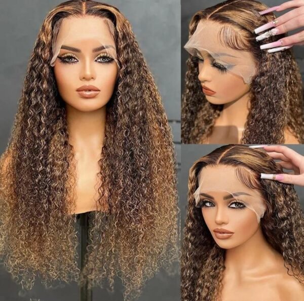 Honey Blonde Deep Curly Lace Frontal Wig